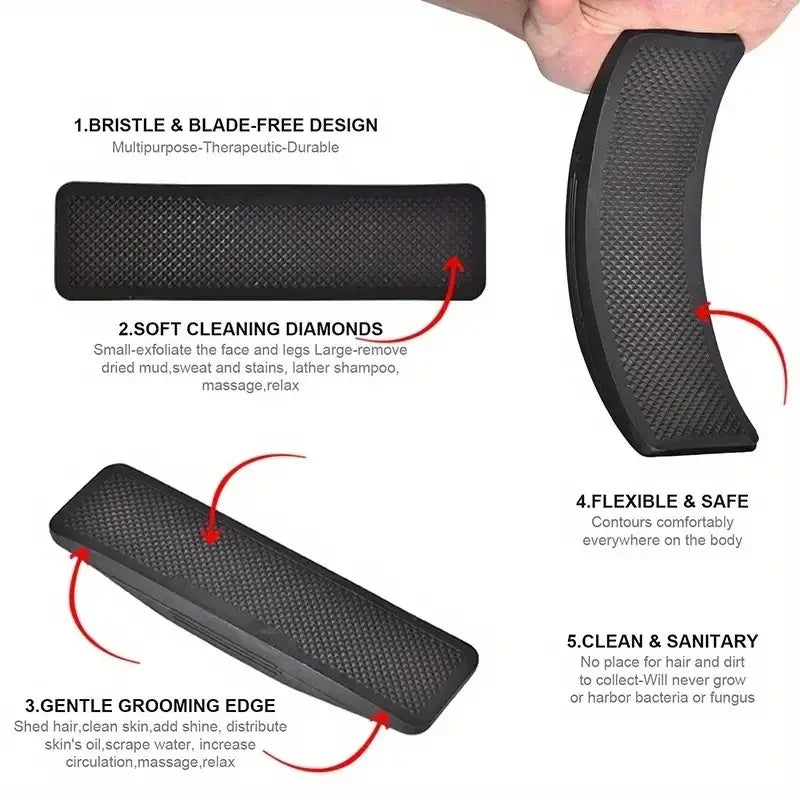 6 in 1 Horse Grooming Kit, Mane & Tail Brush, Body Massage, Cleaning, Flea & Tick Removal, Rubber Comb, Riding Brush