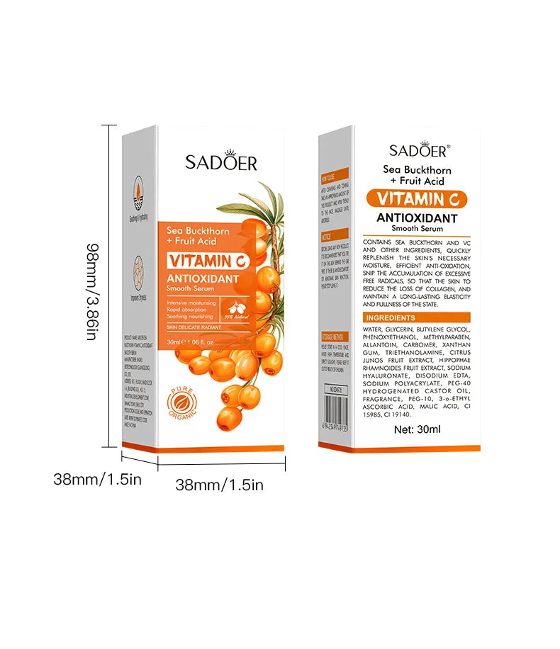 SADOER Sea Buckthom Vitamin C Antioxidant Snooth Serum Antioxidant Brightening and Moisturizing Essence