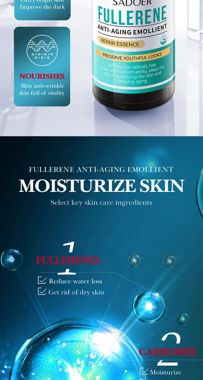 30ml SADOER Fullerene Face Serum Facial Anti Wrinkles Moisturizing Firming Essence Beauty Skin Care