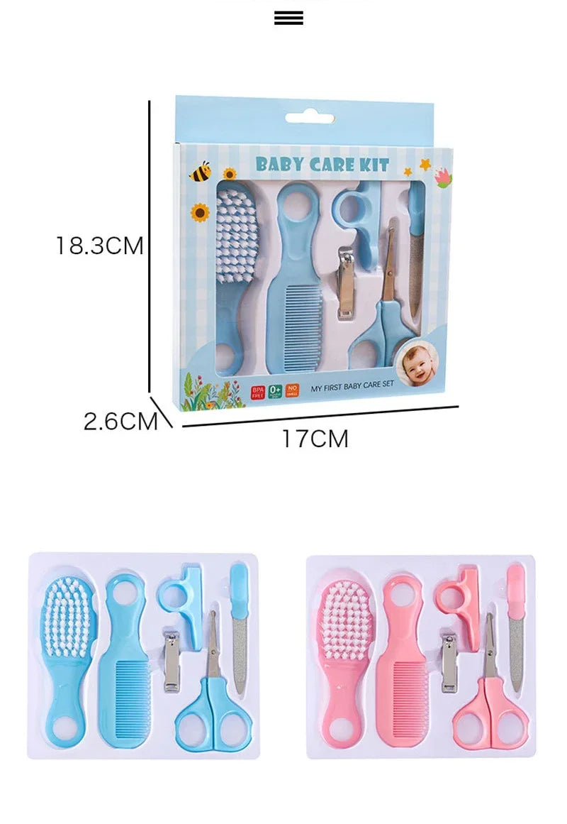 6pcs Baby Care Set Hair Comb Grooming Brush Set Nail Trimmer Scissors Clipper Hygiene Kit Healthcare Tools Sets for Toddler Gift