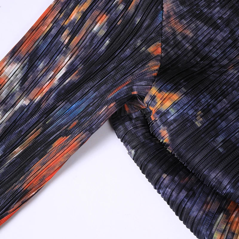 Modest Pleated Robe Islamic Pleated 2024 Muslim Long Sleeve Dress Cape Printed Women Fashion Abaya