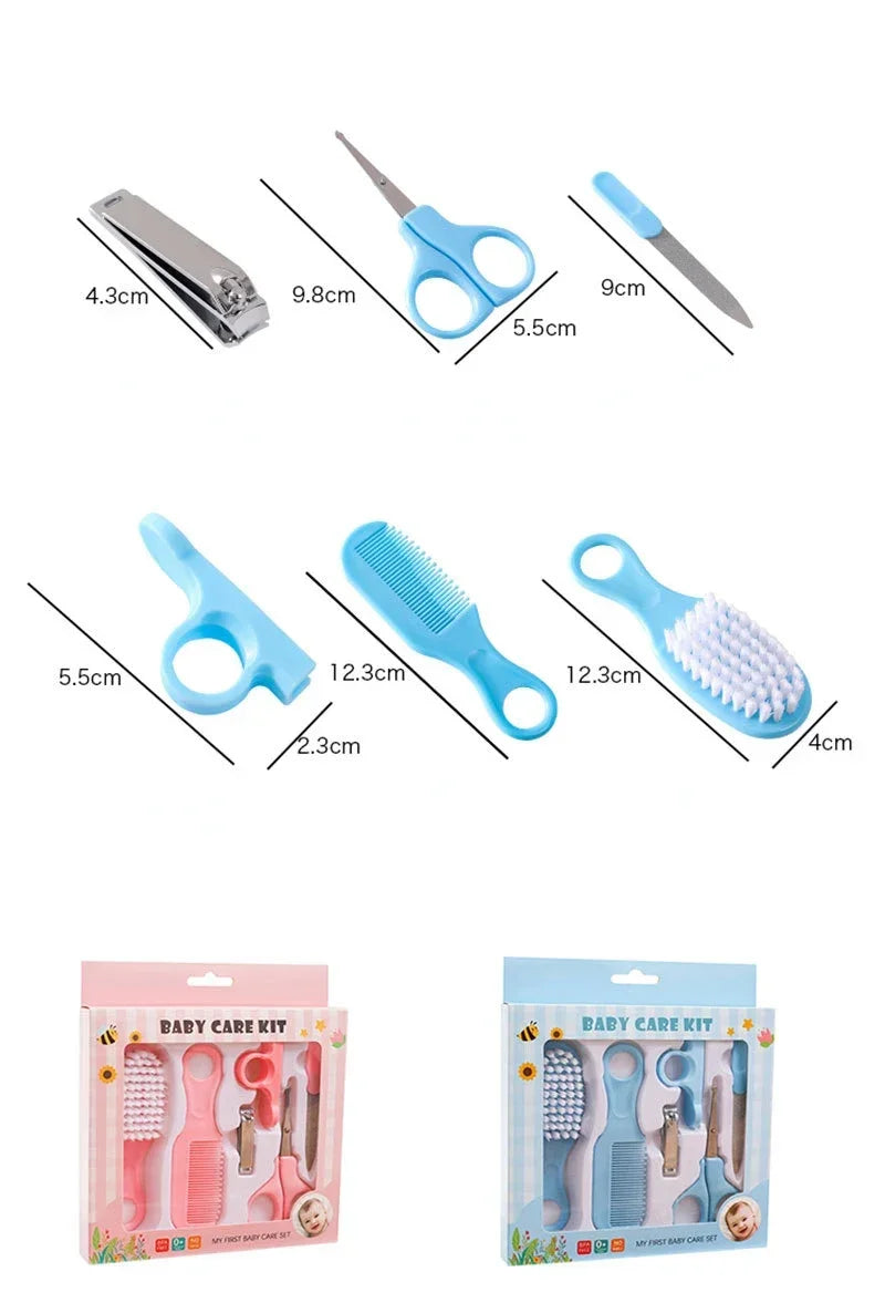 6pcs Baby Care Set Hair Comb Grooming Brush Set Nail Trimmer Scissors Clipper Hygiene Kit Healthcare Tools Sets for Toddler Gift