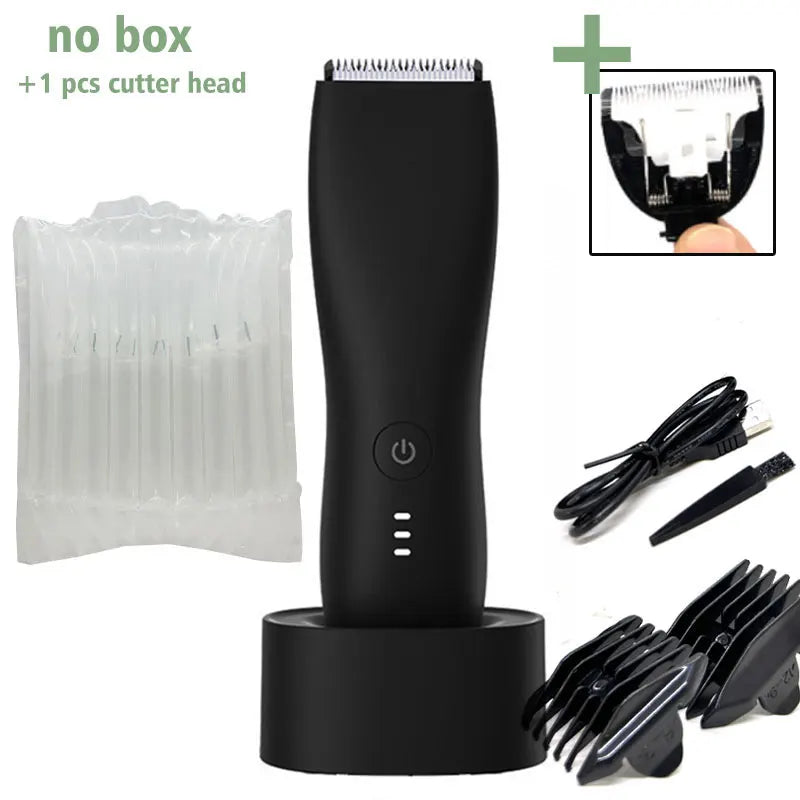 Men's Electric Groin Hair Trimmer Pubic Hair Trimmer Body Grooming Clipper for Men Bikini Epilator Rechargeable Shaver Razor