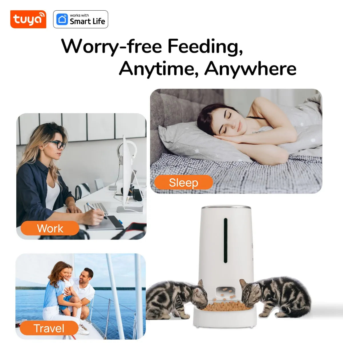 4L Automatic Pet Feeder for1/2Cats,WiFi Smart Feed Automatic Pet Feeder for Cats& Dogs,Timed Pet Food Dispenser with APP Control