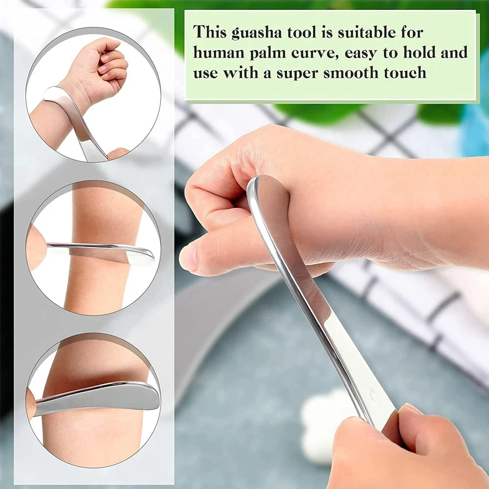 Stainless Steel Gua Sha Massage Tools Muscle Scraper Tool,Graston Tool Set for myofascial Release,Scar Tissue Massager for Back