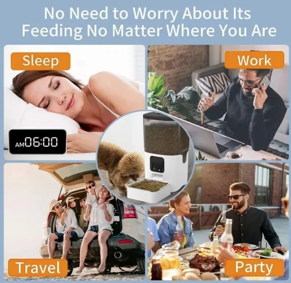 Smart Automatic Cat Feeders: WiFi Pet Feeder with APP Control for Remote Feeding, Detachable for Easy Clean, Automatic Cat Food