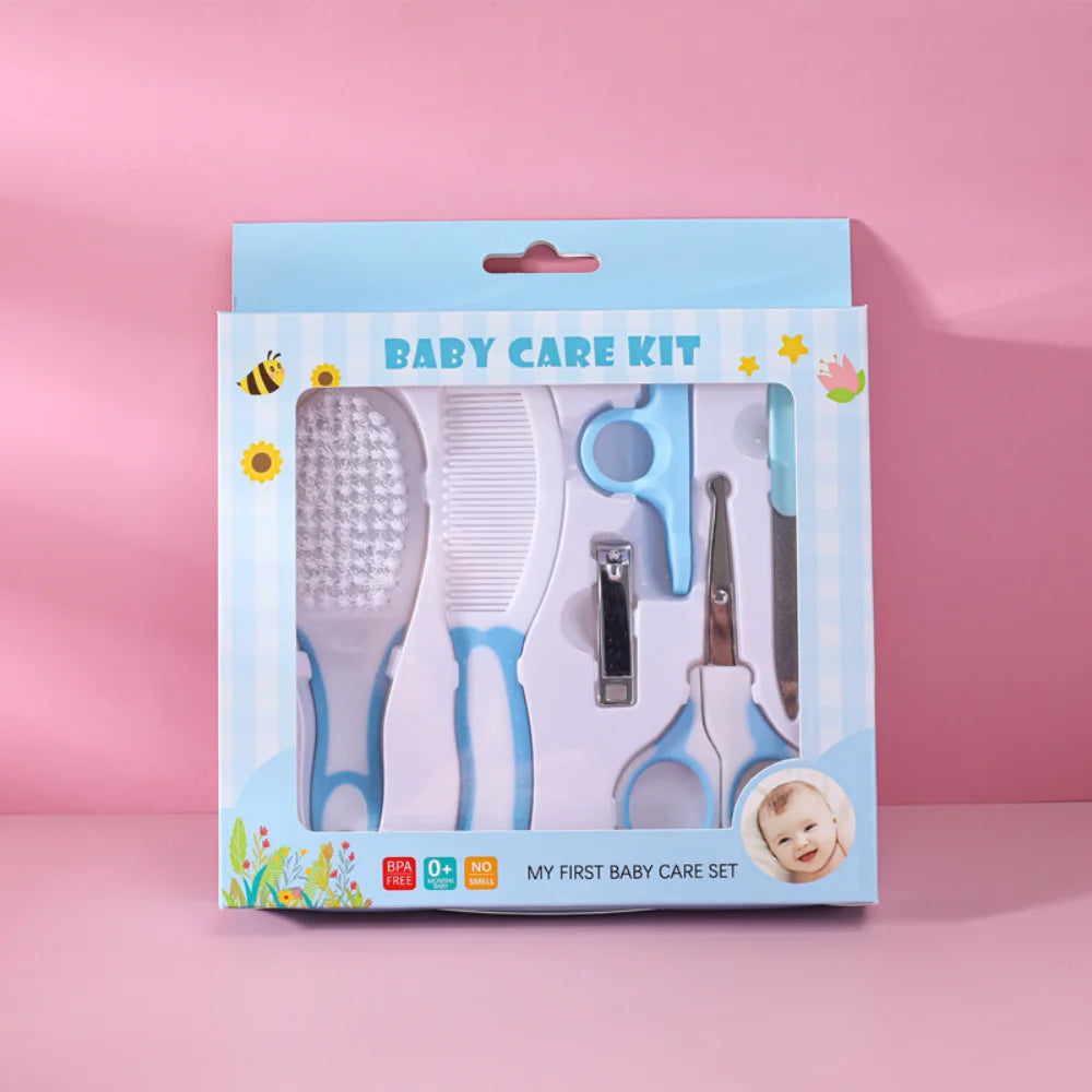 New 6 Pcs Baby Healthcare and Grooming Kit Sets Safety Newborn Nursery Baby Care Kit with Hair Brush Comb Nail Clipper Scissors
