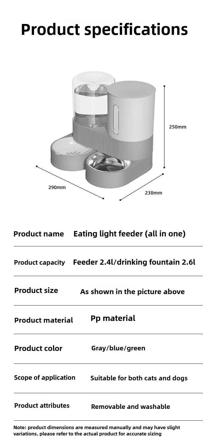 Automatic Pet Feeder and Waterer 2 in 1, Large Capacity Dry Wet Food Separate Dispenser with Timer, Smart Cat Bowl