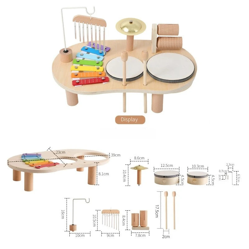 Wooden Musical Instruments Toys for Kids Xylophone Drum Aeolian Bells Percussion Baby Montessori Educational Toys Birthday Gifts