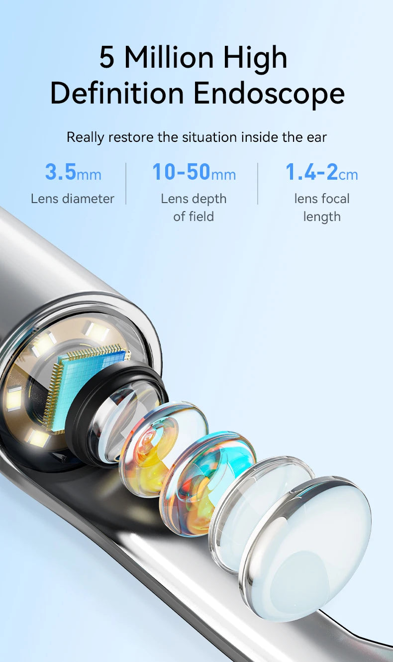 Smart ear cleaner with wireless camera and LED light offers high-precision ear wax removal as a wireless otoscope cleaning kit