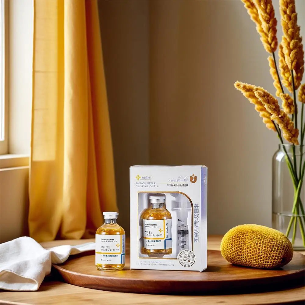 Salmon Oil Facial Serum Liquid Moisturizer Nourishing Repair Smooth Shrink Pore Hyaluronic Acid Face Care Serum 50ml+1ml