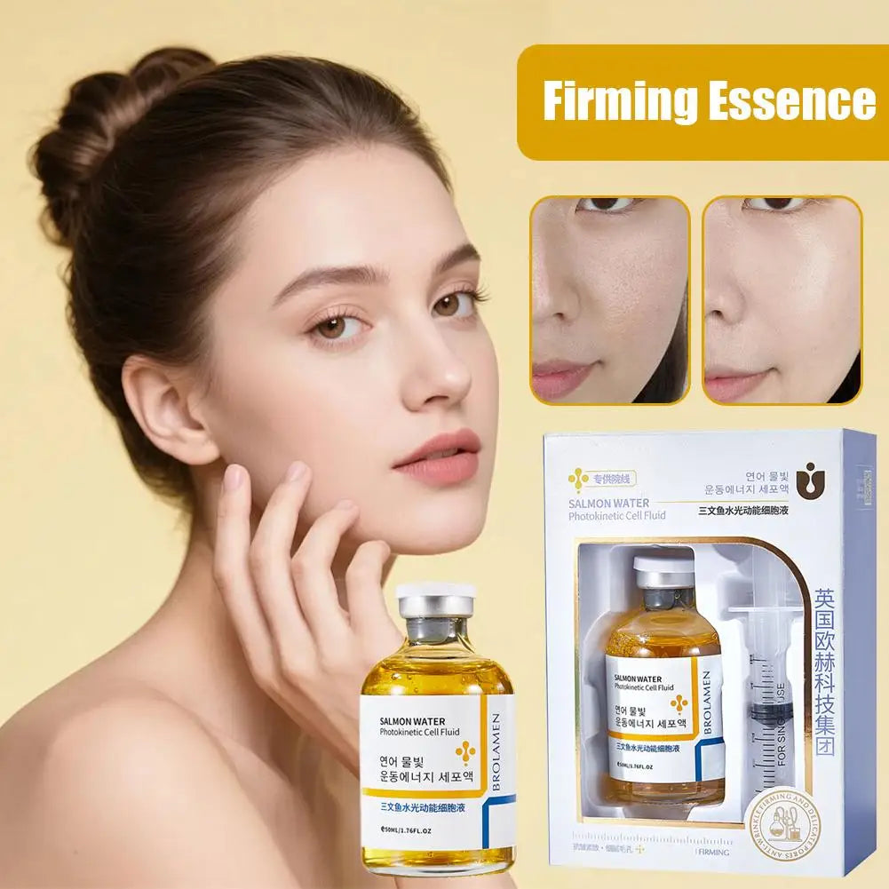 Salmon Oil Facial Serum Liquid Moisturizer Nourishing Repair Smooth Shrink Pore Hyaluronic Acid Face Care Serum 50ml+1ml
