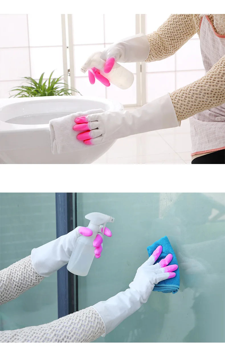 1 Pair Kitchen Household Gadgets Dish Washing Tools Soft Scrubber Rubber Dishwashing Gloves Kitchen Cleaning Silicone Gloves
