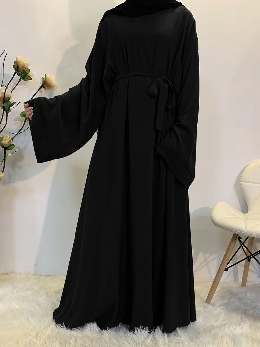Muslim Women Arabic Dubai Eid Abaya Plus Size Long Dress Modest Ramadan Solid Color Prayer Robe Kaftan Femme Islamic Clothing