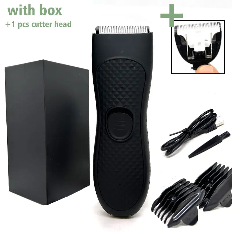 Men's Electric Groin Hair Trimmer Pubic Hair Trimmer Body Grooming Clipper for Men Bikini Epilator Rechargeable Shaver Razor