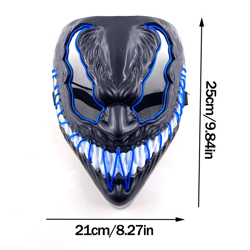 Hot Sales Halloween Horror Mask LED Neon Light up Mask Carnival Party Scary Mask Cosplay LED Mask Glow Party Supplies Dropship