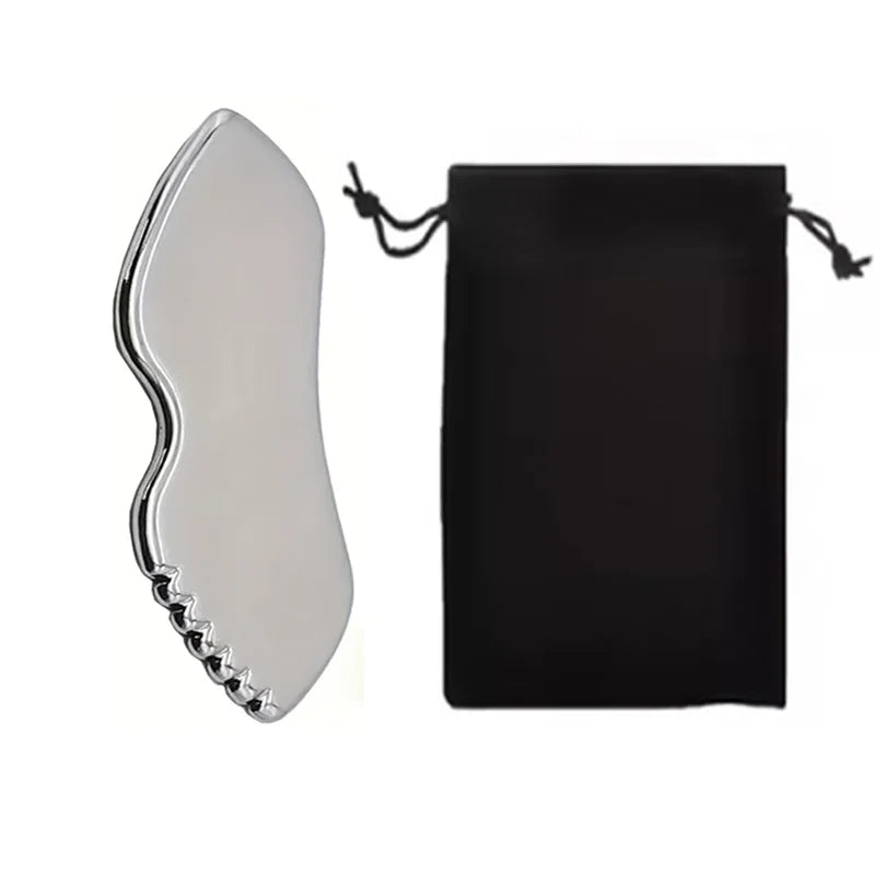 2/3 Piece Set, High Quality Stainless Steel Gua Sha Tool Set, Heart and Lip Shape, Facial Care Tools, Storage Bag
