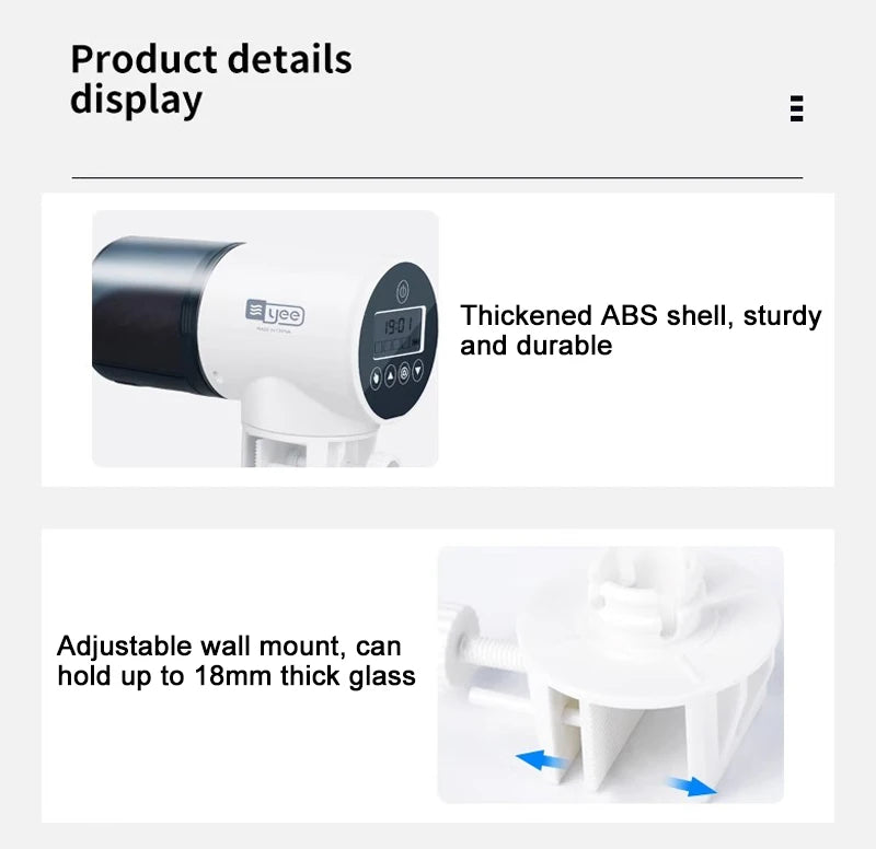 Automatic Aquarium Feeder Intelligent Timing Feeder Fish Tank Gold Fish Feeder Large Capacity Turtle Smart LCD Display Dispenser