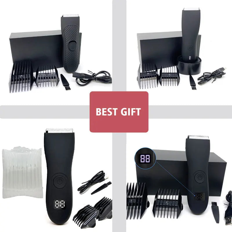 Men's Electric Groin Hair Trimmer Pubic Hair Trimmer Body Grooming Clipper for Men Bikini Epilator Rechargeable Shaver Razor