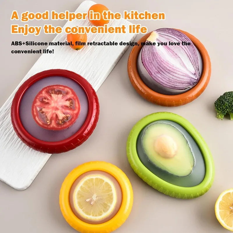 4 Fresh Fruit Storage Box, Fruit Saver Containers,Fruit Storage Containers, Reusable Silicone Food Savers Fridge Storage Boxes