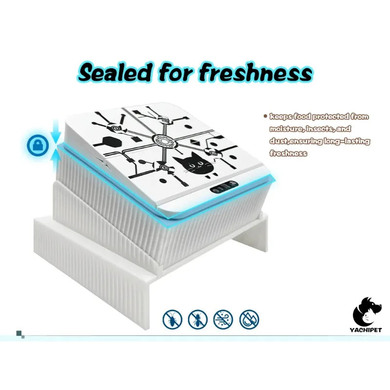 Cat Automatic Feeder Smart Infrared Auto-Opening Pet Bowl Long-lasting Energy with Sealed Lid for Home Outdoor Camping