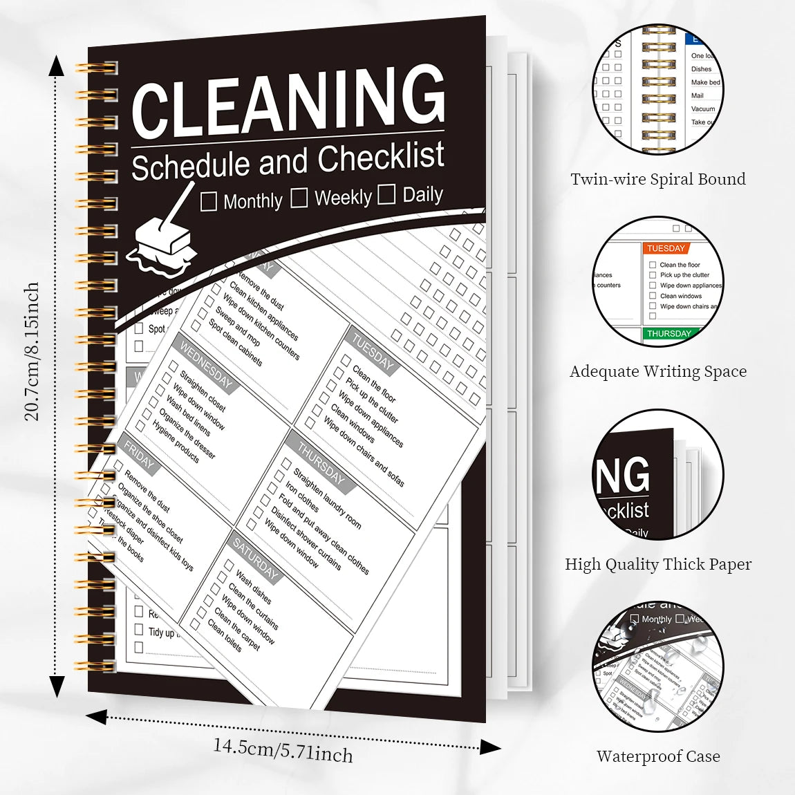 A5 Cleaning Planner,Weekly Cleaning Schedule, Home Organization Journal for  Stress-Free Home Organization and Housekeeping