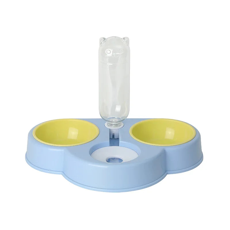 Pet feeding bowl cloud-shaped three bowls of food, snacks, water integrated feeder