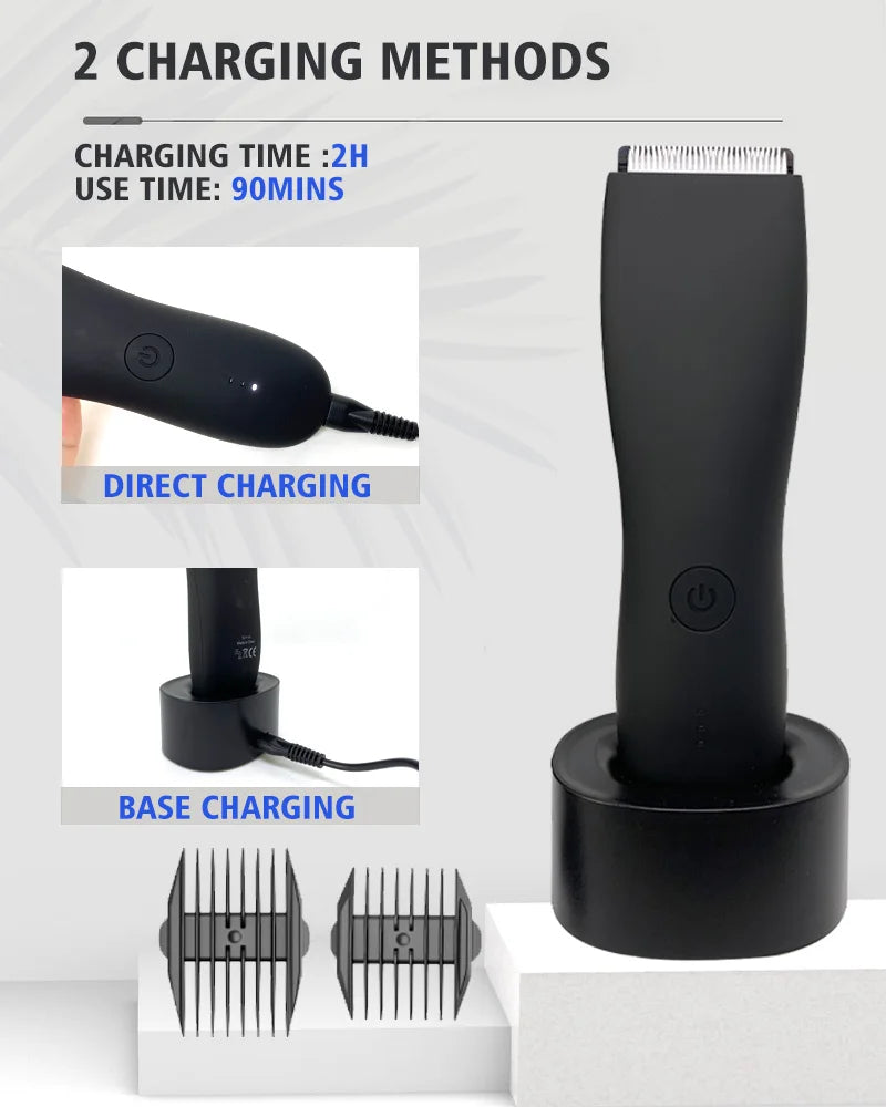 Men's Electric Groin Hair Trimmer Pubic Hair Trimmer Body Grooming Clipper for Men Bikini Epilator Rechargeable Shaver Razor