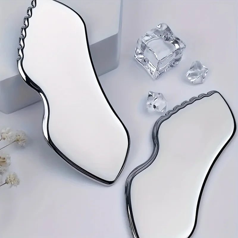 2/3 Piece Set, High Quality Stainless Steel Gua Sha Tool Set, Heart and Lip Shape, Facial Care Tools, Storage Bag