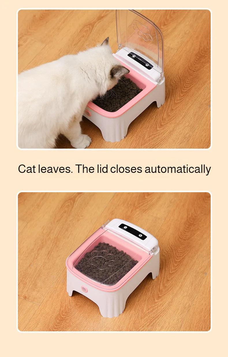 Pet Smart Sensor Feeder Automatic Sensor Open Lid Feeding Machine Cat Food Moistureproof Neck Care Smart Feeder for Small Dog