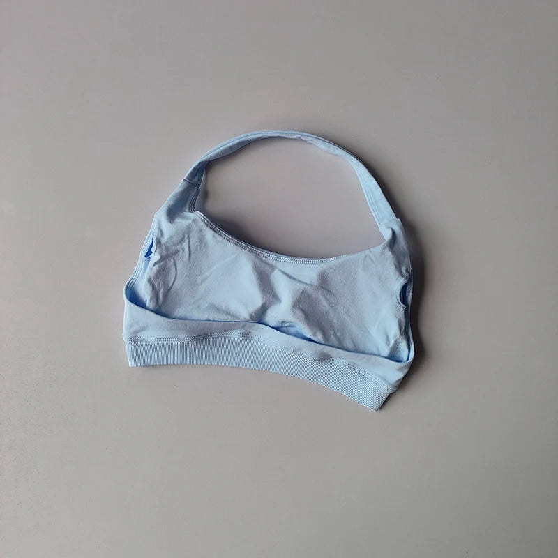 Sports Bra Women Shockproof Seamless Halter Top High Support Push-up Open Back Gym Wear Fitness Yoga Workout Underwear