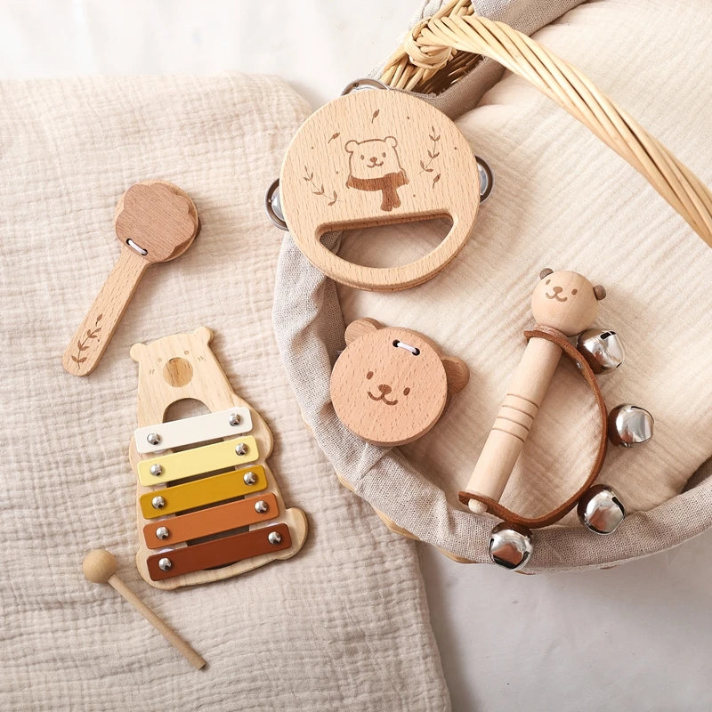 Montessori Toys Baby Music Toys Musical Instrument Wooden Educational Toys Baby 0 3 Years Toys Bear Xylophone Children toys