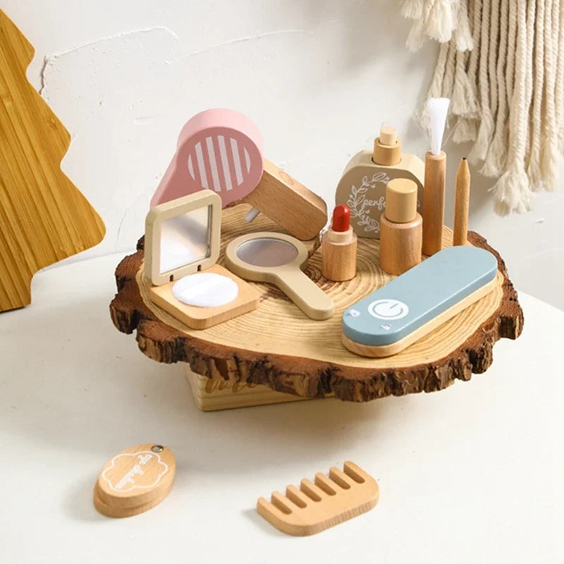 Wooden Baby Toys Simulation Cosmetics Set Pretend Makeup Toys Girls Playing House Game Children Early Education Montessori Toys