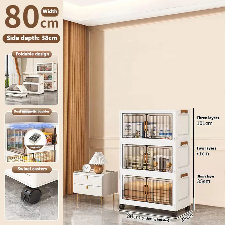 Foldable Sundries Cabinet Dustproof Storage Wardrobe Home Organization Solution