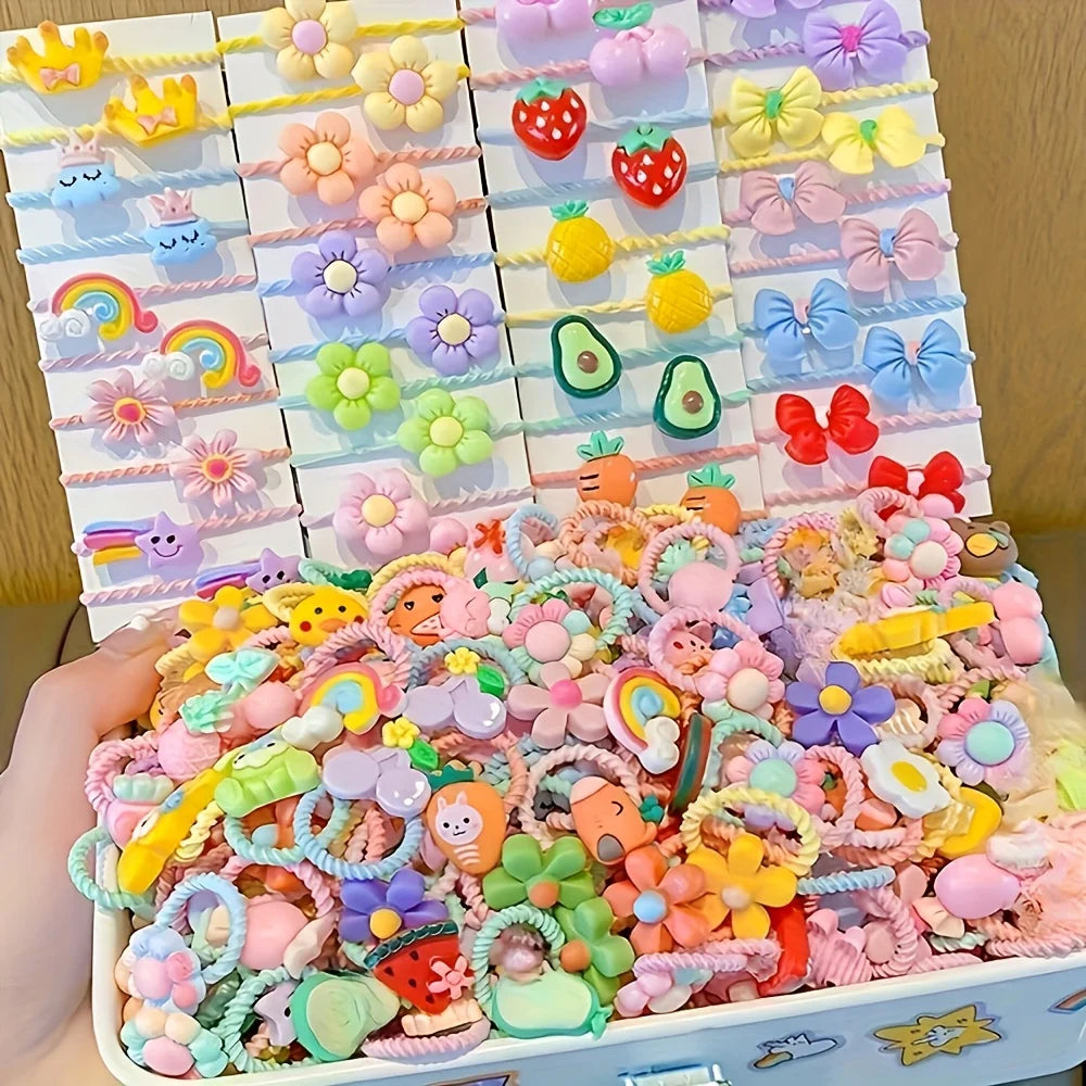 Pet Hair Accessory Set, Cute Flower, Bow, Fruit, and Small Animal Design Headbands and Hair Ties, Suitable for Dogs and Cats (Hair Accessories Only, Random Styles and Colors)