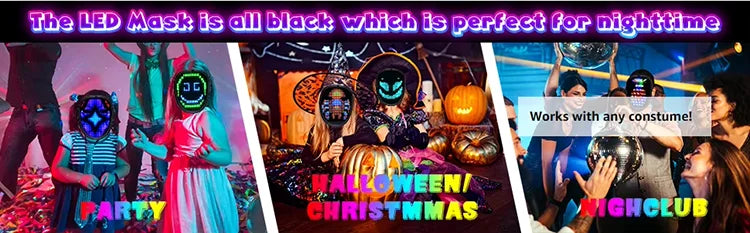 LED Mask with Gesture Sensing Children Electronic Light up Mask for Halloween Party Festival Performance Kids Luminous Mask