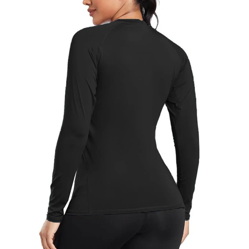 Women's Compression Shirt Athletic Yoga Running Long Sleeve T-Shirt Spring Fall Gym Workout Stretchy Baselayers Rash Guard Tops