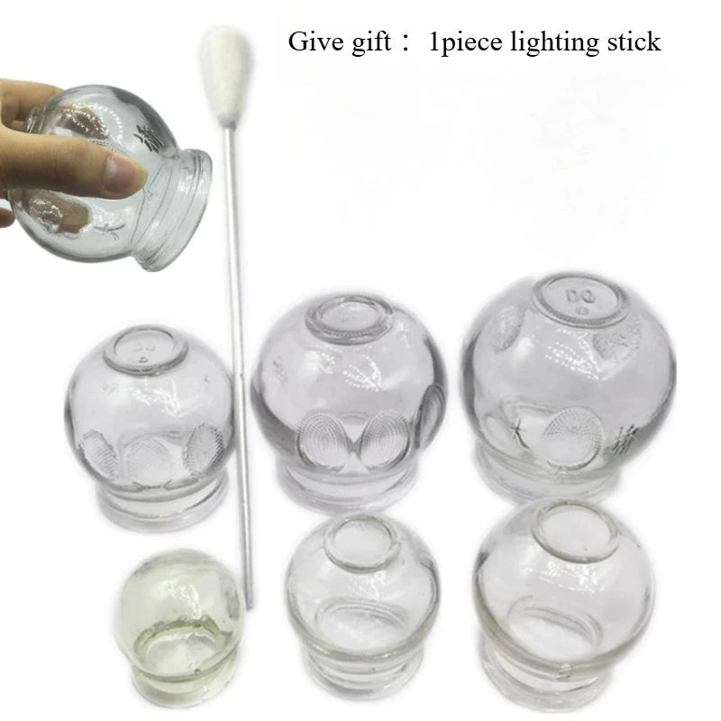 6 Pcs Gua Sha Therapy Cans Body Set Chinese Set Glass Fire Can Hand Tools Appliance Thickened Cupping Cup Massager Scraping Cups