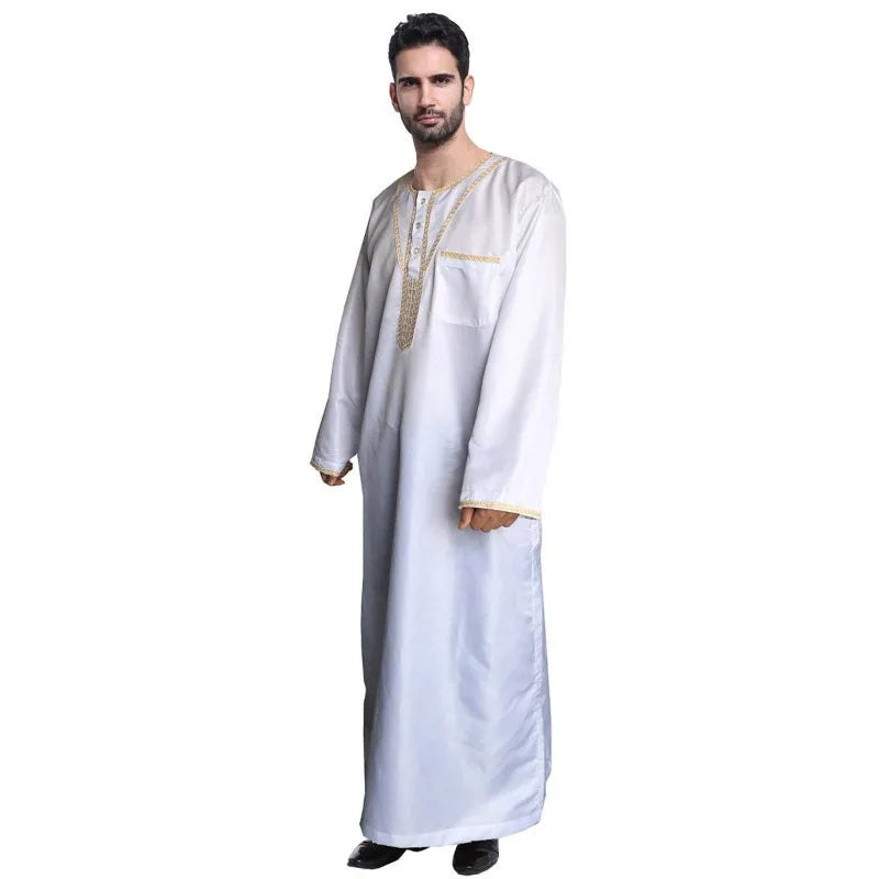 Islamic Ethnic Costume Muslim Clothing Ramadan Arabic Kaftan Colorful Long Sleeve Robes Middle East Men Clothes Festival Party