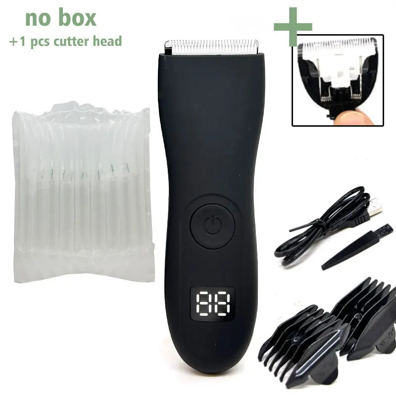 Men's Electric Groin Hair Trimmer Pubic Hair Trimmer Body Grooming Clipper for Men Bikini Epilator Rechargeable Shaver Razor