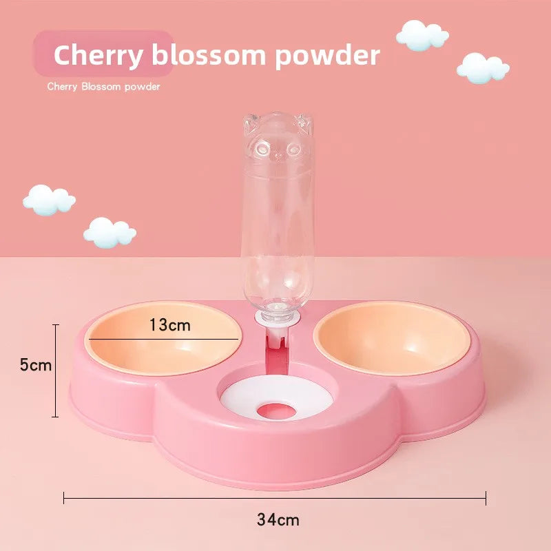 Pet feeding bowl cloud-shaped three bowls of food, snacks, water integrated feeder