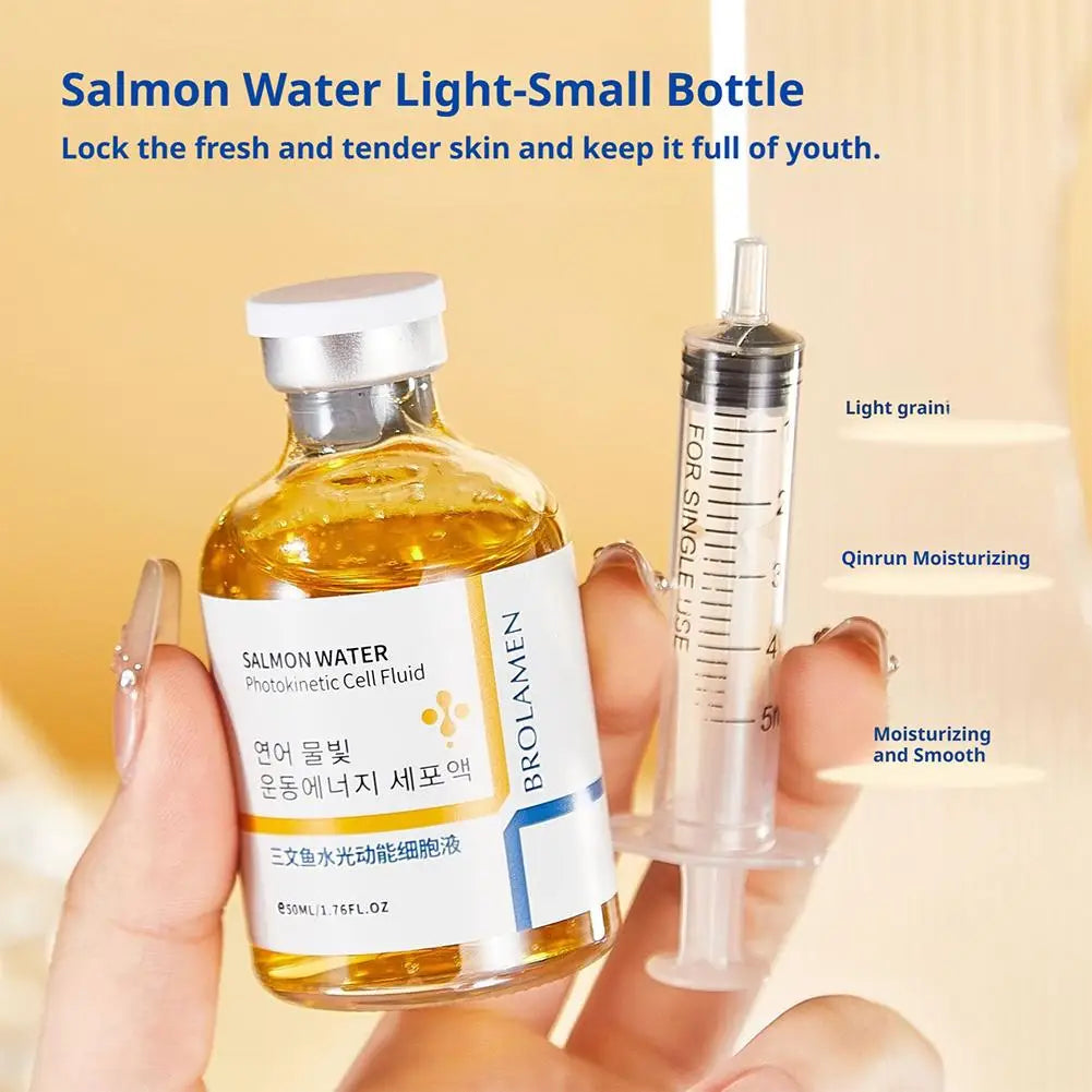 Salmon Oil Facial Serum Liquid Moisturizer Nourishing Repair Smooth Shrink Pore Hyaluronic Acid Face Care Serum 50ml+1ml