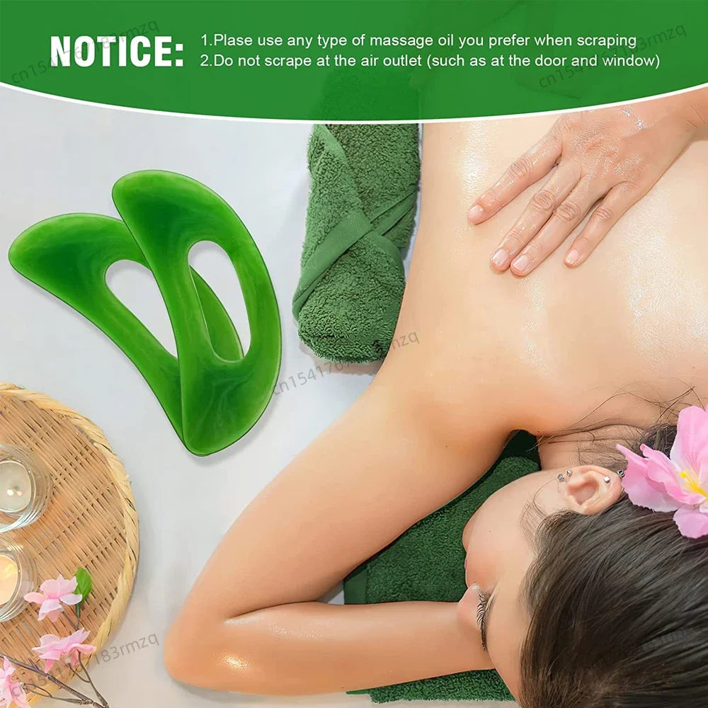 Gua Sha Massage Tool with Handle (Resin) Larger Guasha Scraping Tool for Back Neck Face Leg Massage, Lymphatic Drainage