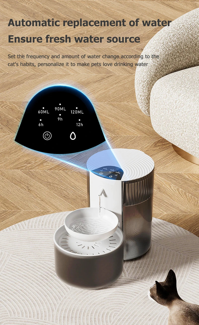 Smart Pet Water Dispenser, Wireless Cat Water Fountain, Dumping Dog Water Dispenser, Rechargeable Automatic Water Feeder