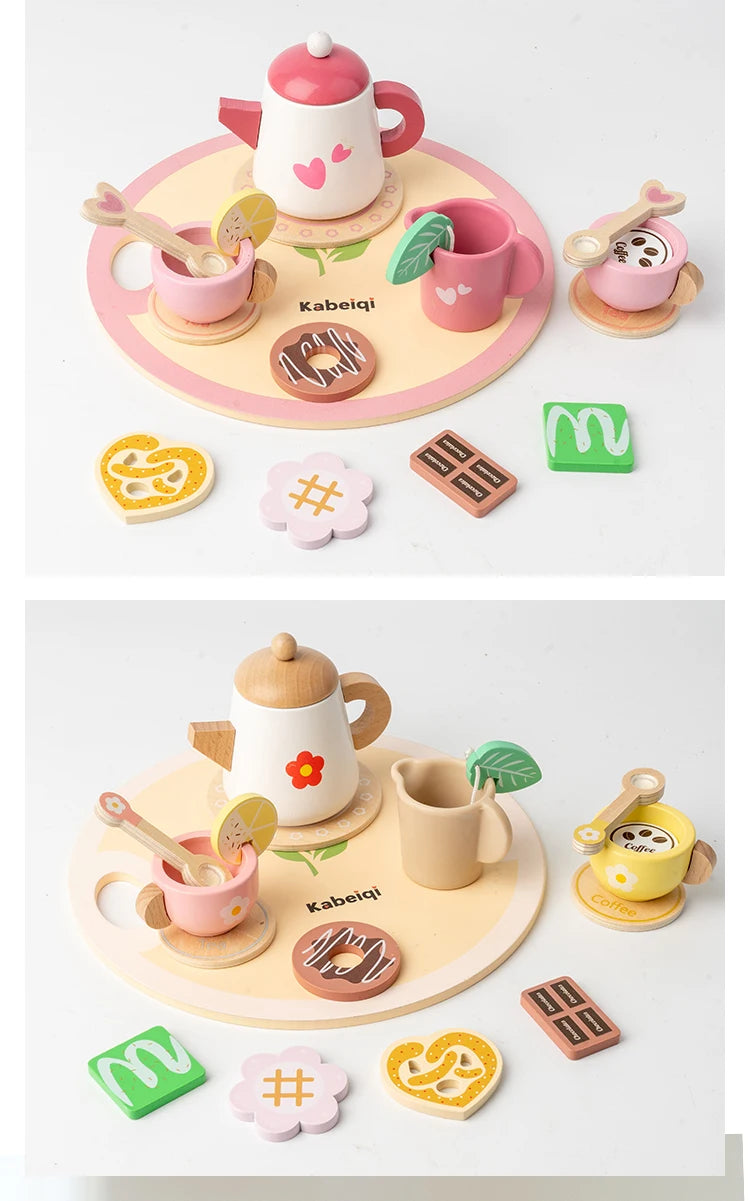 Children's simulation wooden toys, tea set sets, pretend games, baby educational toys, birthday and holiday gifts