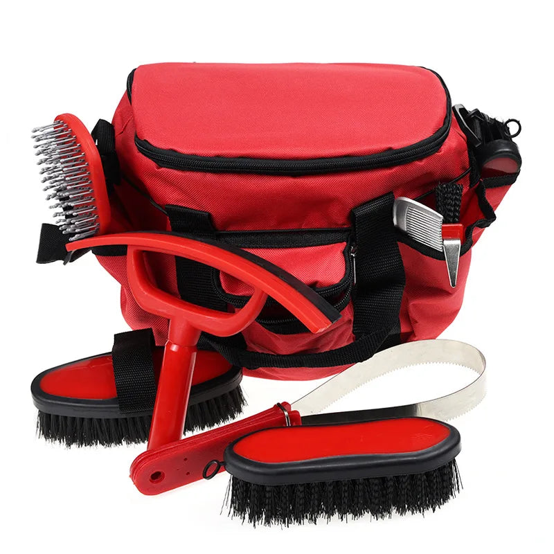 Horse Grooming Tool Set Cleaning Kit Mane Tail Comb Massage Curry Brush Sweat Scraper Hoof Pick Curry Comb Scrubber