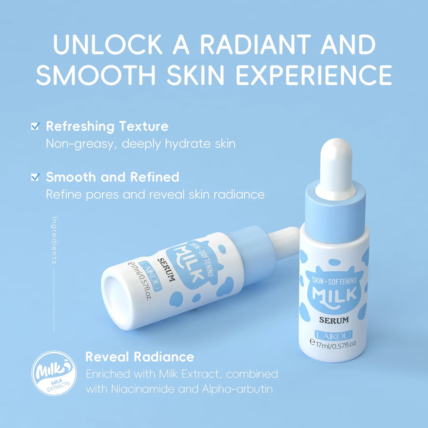 Milk Facial Serum for Face Skincare Moisturizing Hydrating Facial Essence Beauty Face Serum Cream Skin Care Products 17ml