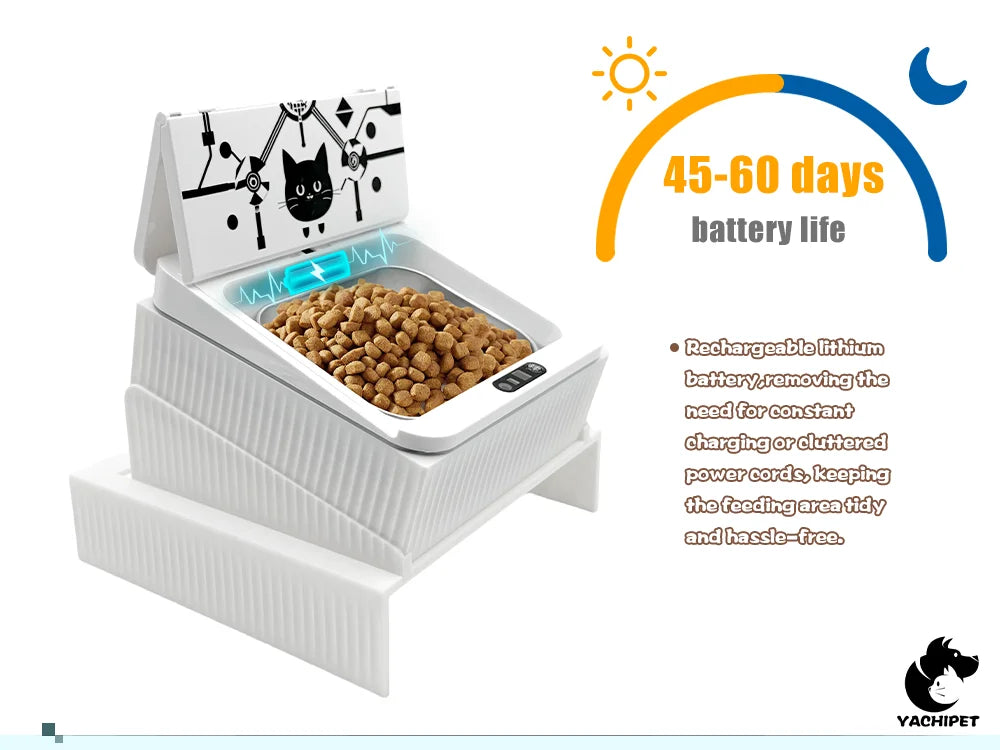 Cat Automatic Feeder Smart Infrared Auto-Opening Pet Bowl Long-lasting Energy with Sealed Lid for Home Outdoor Camping