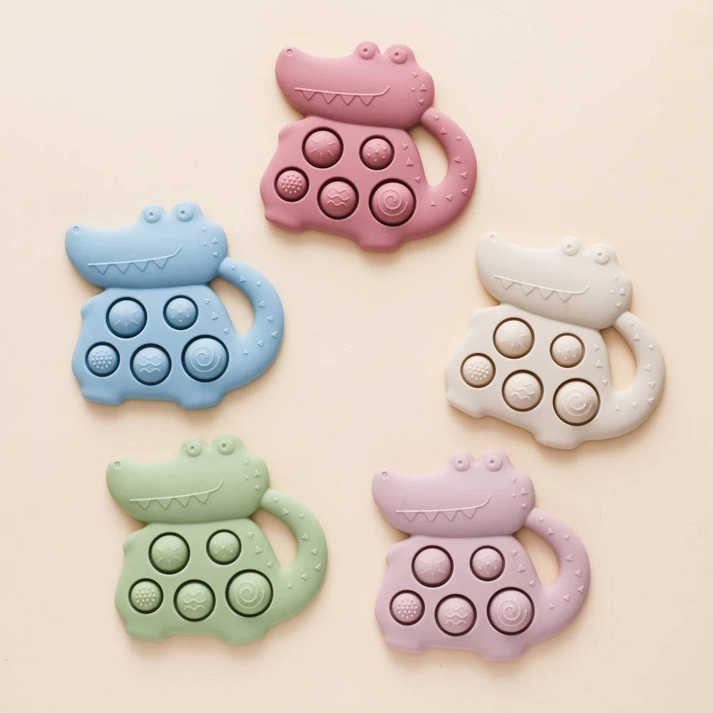 1pc Silicone Baby Toys,0-12 Baby Teether Toys,Baby Fidget Toys,Teething Sensory Toys,Silicone Hand Bell,Silicone Soothing Toys