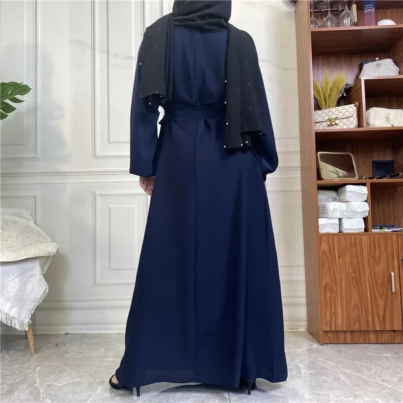 Modest for Muslim Women Casual Abayas Prayer Longue Maxi Dress Dubai Turkey Arabic Robe Belted Ramadan Eid Kaftan Islam Jalabiya